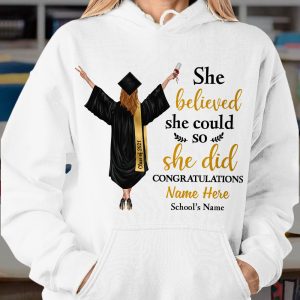 Personalized Graduation Girl She Did It Hoodie 4