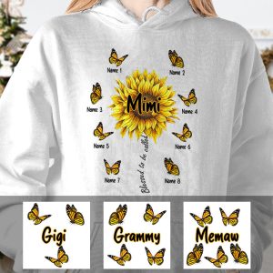 Personalized Mom Grandma Sunflower Hoodie