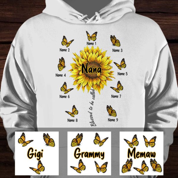 Personalized Mom Grandma Sunflower Hoodie