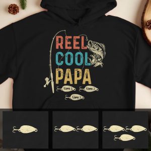 Personalized Reel Cool Papa Grandpa Fishing Hoodie