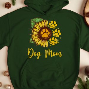 Personalized Sunflower Dog Mom Hoodie 3