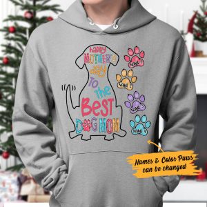 Personalized The Best Dog Mom Grandma Hoodie 3