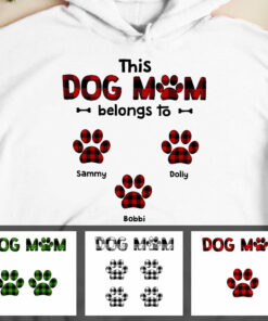 Personalized This Dog Mom Belongs To Buffalo Plaid Hoodie 1