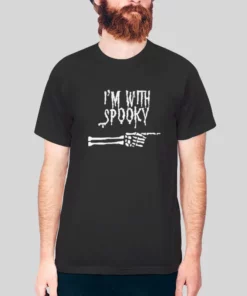 Scary Skeleton I'm With Spooky Black Hoodie 2