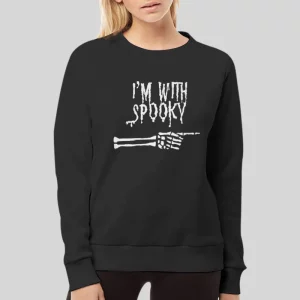 Scary Skeleton I'm With Spooky Black Hoodie 4