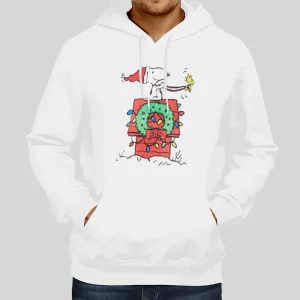 Snoopy House Sleigh Fuzzy Graphic Peanuts Christmas Hoodie