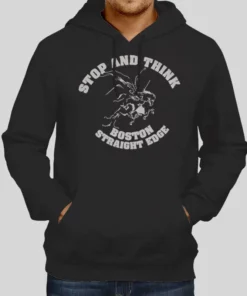 Vintage Stop and Think Boston Straight Edge Hoodie 1