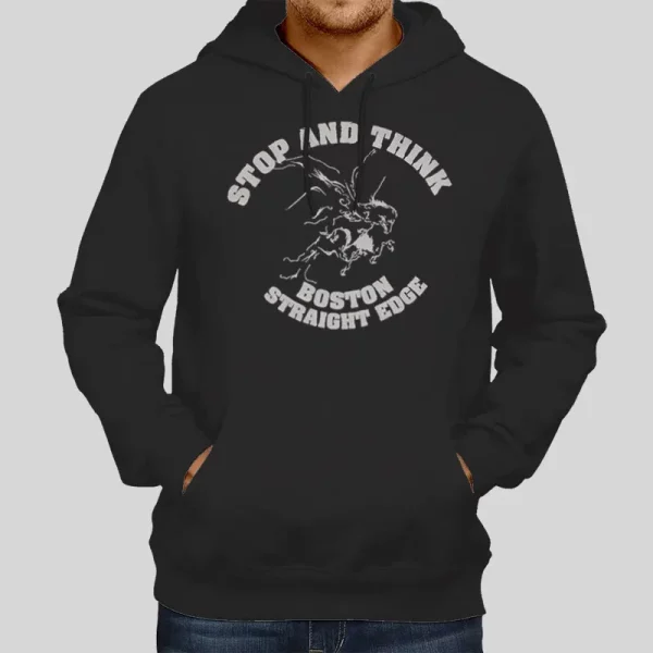 Vintage Stop and Think Boston Straight Edge Hoodie