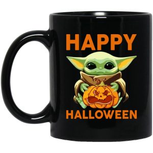 Baby Yoda Pumpkin Happy Halloween Mugs 1