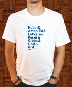 DETROIT AMPERSAND STARS HUTCH & AMON-RA & LAPORTA & PENEI & GIBBS & GOFF & GRIT T-SHIRT 1 DETROIT AMPERSAND STARS HUTCH AMON RA LAPORTA PENEI GIBBS GOFF GRIT T SHIRT 2