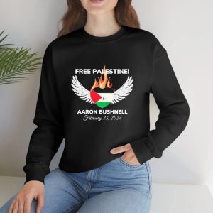 Free Palestine Aaron Bushnell February 25 2024 Fire Heart And Wing T Shirt 1