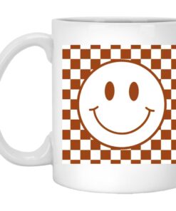 Happy Face Checkered Pattern Mugs 1