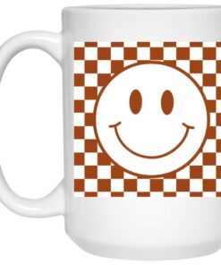 Happy Face Checkered Pattern Mugs 3