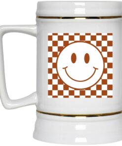 Happy Face Checkered Pattern Mugs 4
