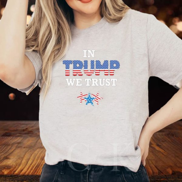 In Trump We Trust Triblend America Flag And Star T-Shirt