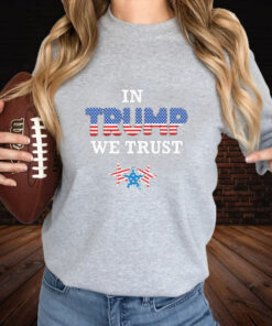 In Trump We Trust Triblend America Flag And Star T Shirt 2