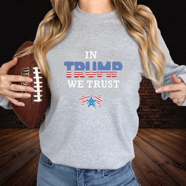 In Trump We Trust Triblend America Flag And Star T-Shirt