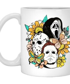 Jason Voorhees Michael Myers Ghostface Flower Halloween Mugs 1