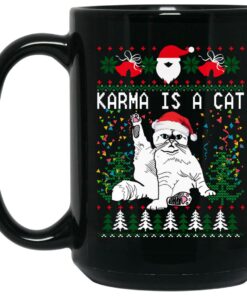 Karma Is A Cat Christmas Mugs 2
