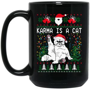 Karma Is A Cat Christmas Mugs 2