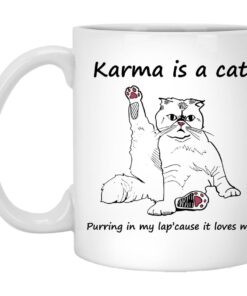 Karma Is A Cat Purring In My Lap Cause It Loves Me Mugs 1