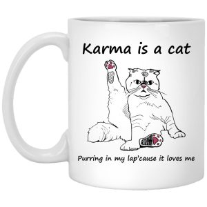 Karma Is A Cat Purring In My Lap Cause It Loves Me Mugs 1