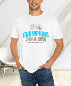 Manchester City Four In A Row Premier League Victory 2024 T Shirt 1