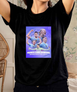 Manchester City Premier League Champions Player Of Team Celebration Images T Shirt 1