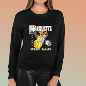 Marquette Hoops Golden Eagles Logo Basketball Fire T-shirt