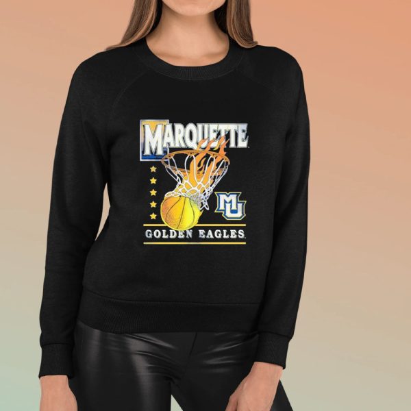 Marquette Hoops Golden Eagles Logo Basketball Fire T-shirt