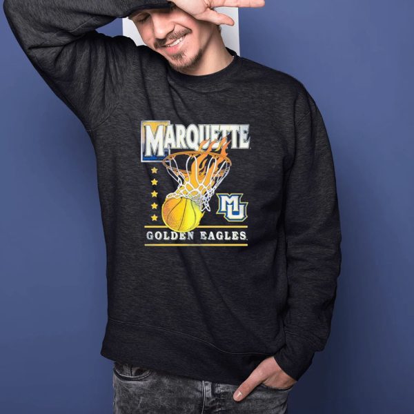 Marquette Hoops Golden Eagles Logo Basketball Fire T-shirt