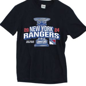 New York Rangers Fanatics Branded 2024 Presidents' Trophy T Shirt 1