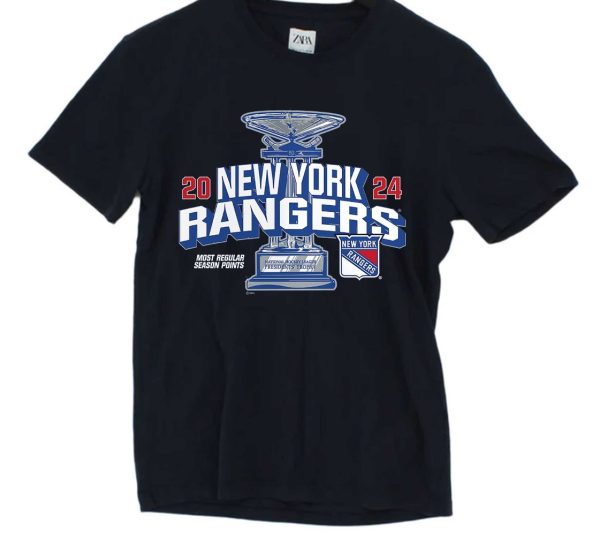 New York Rangers Fanatics Branded 2024 Presidents’ Trophy T-Shirt