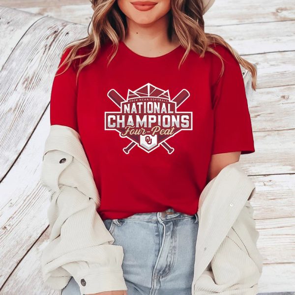 Oklahoma Sooners Four-Peat Ncaa Softball Womens College World Series Champions Official Logo T-Shirt