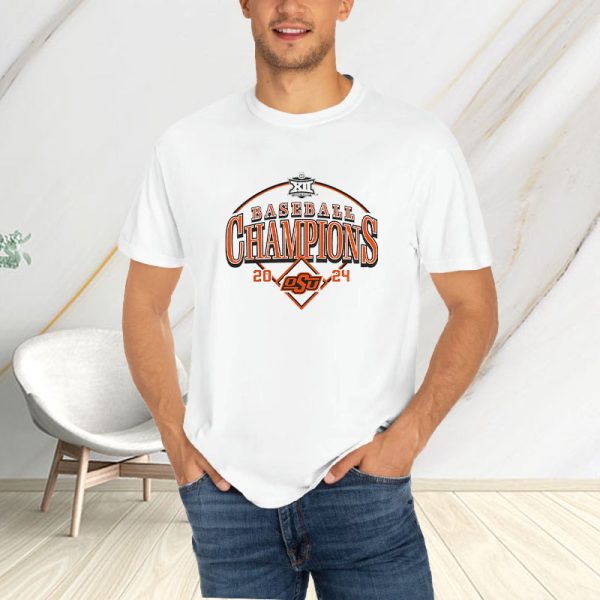 Oklahoma State Cowboys 2024 Big 12 Baseball Conference Tournament Champions Curveball Break T-Shirt