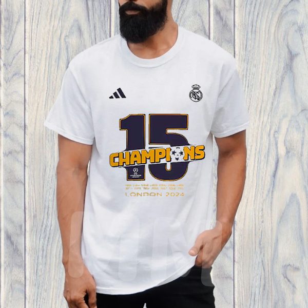 Real Madrid Adidas 2024 Uefa Champions League Champions T-Shirt