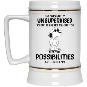 Snoopy Im Currently Unsupervised I Know It Freaks Me Out Too Mugs 3