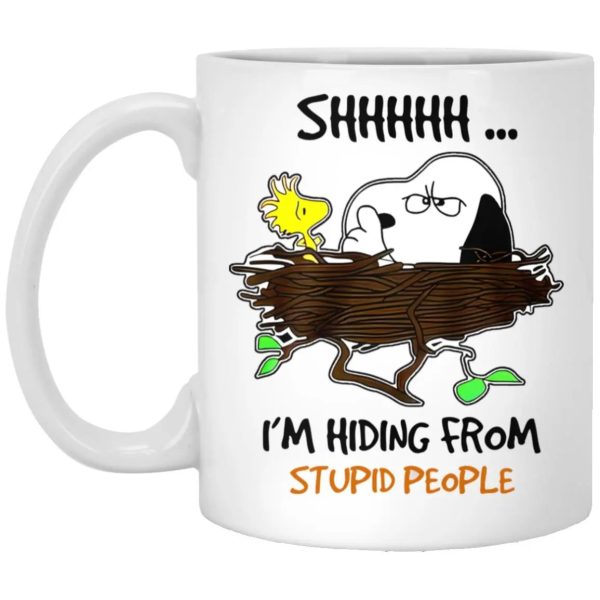 Snoopy I’m Hiding From Stupid People Mug