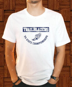 Trailblazers 24 State Championships Logo Wings T Shirt 2