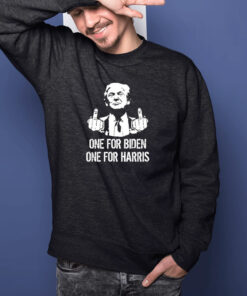 Trump Middle Finger One For Biden One For Harris Shirts 1