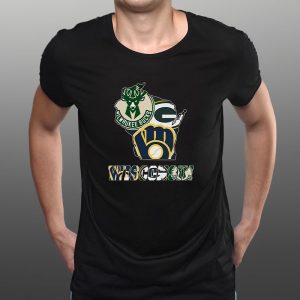 Wisconsin Map Sports Teams Logo T-Shirt