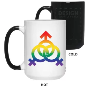 15oz Color changing mug with a MFF threesome symbol