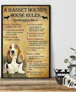 A Basset Hound house rules poster canvas 1