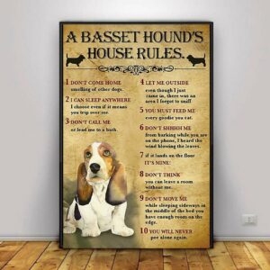 A Basset Hound house rules poster canvas