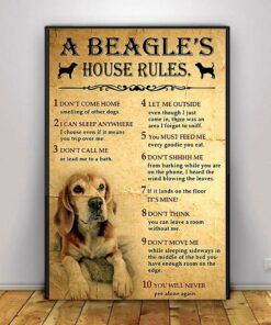 A Beagle house rules poster canvas 2