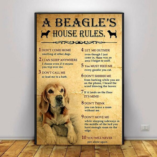 A Beagle house rules poster canvas