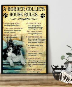 A Border Collie house rules poster canvas 1