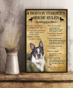 A Boston Terrier house rules poster canvas 2