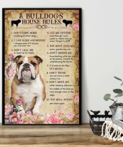 A Bulldog house rules poster canvas 1