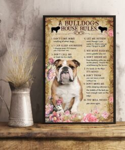A Bulldog house rules poster canvas 2